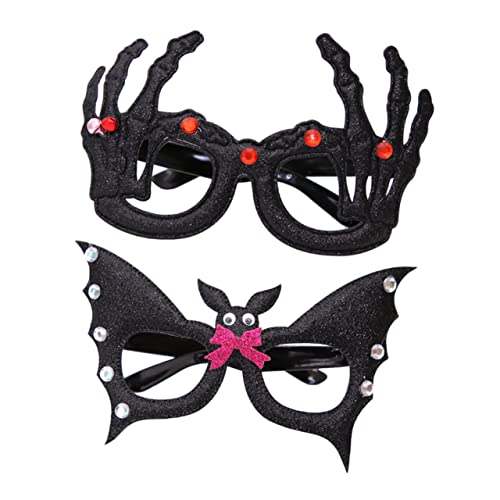 GALPADA 2st Fledermaus Brille Halloween-schädel-requisiten Lustiger Party-brillenrahmen Cosplay-fledermaus-brille Halloween-brille Für Kinder Lustige Fledermausbrille Black Plastik von GALPADA