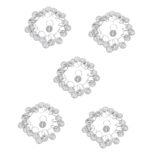 GALPADA 5 Sätze Nummernschild Ausgehöhlte Schlüsselanhänger Nummerierte Identifikationsschilder Schlüsselanhänger Mit Etiketten Runde Nummerierte Tags Rostfreier Stahl 20 Stück * 5 von GALPADA