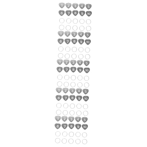 GALPADA 5 Sätze Nummernschild Id-schlüssel-tags Schlüsselring-etikett Schlüsselanhänger Verzierung Festzelt Zahlen Abdeckungen Für Schlüsselkennungen Herz Silver Stahl 10 Stück * 5 von GALPADA