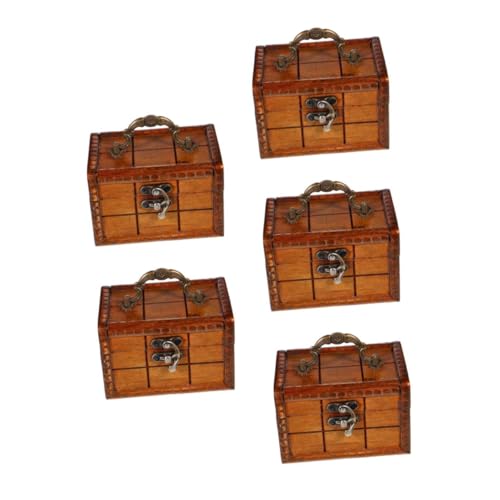 GALPADA 5St Aufbewahrungsbox für Retro-Schmuck Anzugbrosche Aufkleber auswählen Gürtel Holz Schmuckbox Kreative Schmuck Organizer schminktisch kommode Mini-Schatztruhe Schatzkiste hölzern von GALPADA