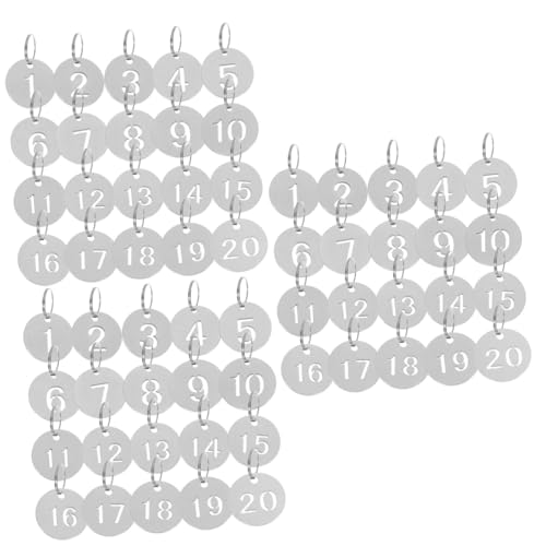 GALPADA 60 Stk Nummernschild Aus Edelstahl Ketten Anzahl Id-tags Nummernschilder 1-20 Bezeichner Etikett 20 Schlüsselnummernanhänger Mini Kennzeichenrahmen Draht Rostfreier Stahl Silver von GALPADA