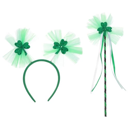 GALPADA Kleeblatt-Stirnband Und Feenstab St. Patrick's Day-Stirnband Kleeblatt-Haarreifen Irischer Kopfschmuck Grüner Pailletten-Kopfschmuck Für Party-Haar-Accessoire von GALPADA