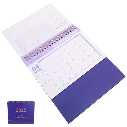 GALPADA Kleiner Tischkalender 2025 Akademischer Kalender Mini-Schreibtisch-Standkalender Dickes Papier Doppeldraht-Kalenderbindung Zuhause Oder Büro Blau von GALPADA