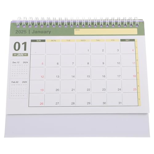 GALPADA Kleiner Tischkalender 2025 Akademischer Kalender Mini-Schreibtisch-Standkalender Dickes Papier Doppeldraht-Kalenderbindung Zuhause Oder Büro Weiß von GALPADA