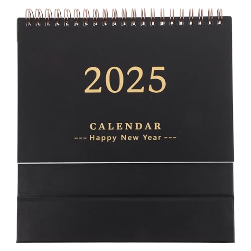 GALPADA Kleiner Tischkalender 2025 Akademischer Kalender Mini-Tischkalender Dickes Papier Doppeldraht-Kalenderbindung Zuhause Oder Büro Schwarz von GALPADA