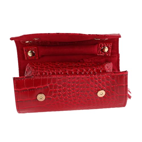 GALPADA Rollen Aufbewahrungstasche Für Schmuck Kleine Schmuckbeutel Reise Schmuckschatulle Schmucketui Für Unterwegs Kleine Organizer-tasche Reise-schmuckkästchen-organizer Flanell Rot von GALPADA