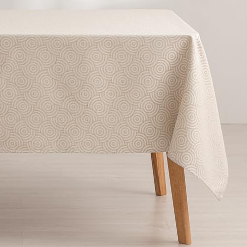 GAMUSI Tischdecke, schmutzabweisend, quadratisch, Jacquard, wasserdicht, 140 x 140 cm, Stoffoptik, Leinenfarben von GAMUSI