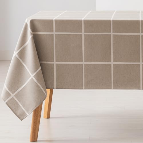 GAMUSI Tischdecke, schmutzabweisend, quadratisch, quadratisch, Jacquard, wasserdicht, 140 x 140 cm, Stoff, Beige von GAMUSI