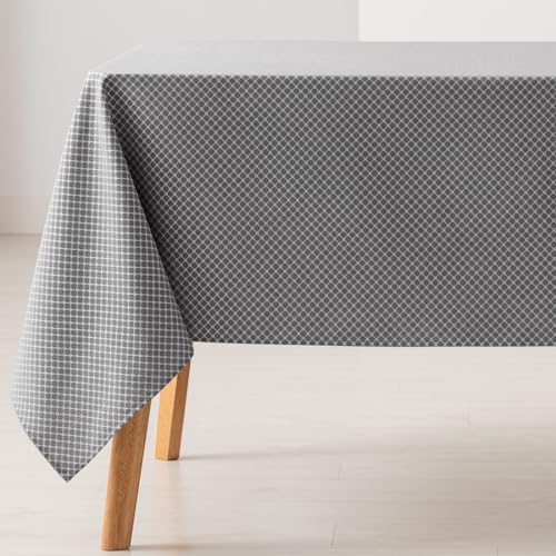 GAMUSI Tischdecke, schmutzabweisend, rechteckig, kleine Rauten, einfarbig, Jacquard, wasserdicht, 140 x 300 cm, Stoff, Anthrazit von GAMUSI