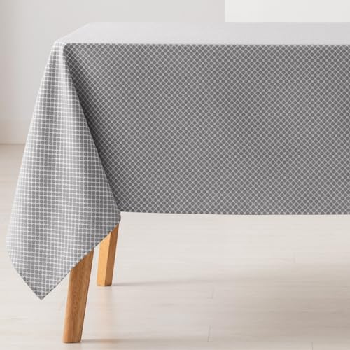 GAMUSI Tischdecke, schmutzabweisend, rechteckig, kleine Rauten, glatt, Jacquard, wasserdicht, 140 x 240 cm, Stoff, Hellgrau von GAMUSI