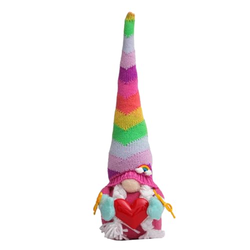 GANAZONO 1Stück Regenbogenzwergpuppe Gestrickte Faceless Puppe Mit Hohem Hut Dekoratives Puppendekor Für Schaufenster Und Wohnräume Farbenfrohes Zwergenpuppenornament von GANAZONO