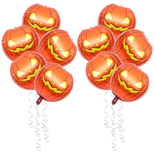 GANAZONO Halloween-Kürbis-Folienballons 10 Stück 60 Cm Große Kürbis-Luftballons 4D-Erntedankfest Mylar-Ballon Für Babyparty Geburtstag Herbst Ernte Herbst-Partyzubehör von GANAZONO