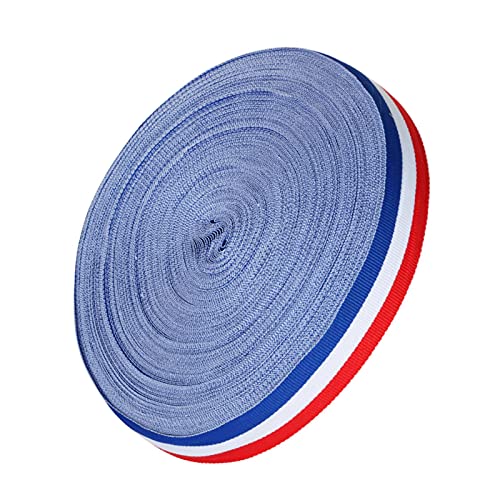 Dreifarbiges dekoratives Nylonband, 10 m, Rot, Weiß, Blau, für Zubehör, Geschenkverpackungen, nationale Feiern (10 m x 25 mm) von GANGYUAN