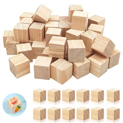 Holz Würfel, Natürliche Bastelwürfel, Mini Blanko Würfel Bastel Holz, holzwürfel, Bastelmaterial Holz, für Puzzle, Basteln Malen, DIY Handwerk Dekoration, Nummern-Holzklötze, 100 Stück 2cm von GANILITY