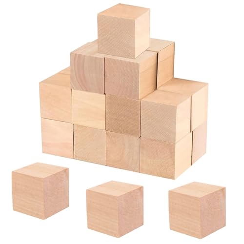 Holzwürfel Blanko, 24 Stück Quadratischer Holzklotz, 5x5x5cm Schnitzen Holzblöcke Unbehandelt, Handgeschnitztes Holz, für Schnitzbegeisterte, Möbeldekoration von GANILITY