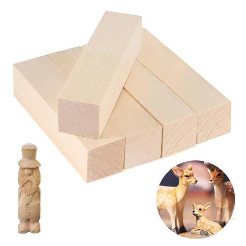 Lindenholz Holzblöcke, 5 Stück Schnitzholz Schnitzen, Schnitzen Holzblöcke Unbehandelt, 15 x 5 x 5cm Holzblöcke Schnitzholz, Holzblock-Set, Holzklötze zum Basteln, für Holzblöcke zum DIY Schnitzen von GANILITY