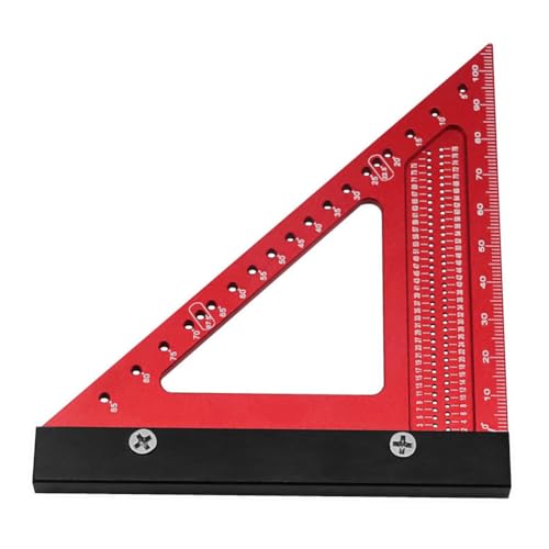 GANOMM Aluminiumlegierung, Holzbearbeitungs-Dreieckslineal, Quadratisches Loch, Positionierung, Messlineal, Holzbearbeitungswerkzeuge, Einfach zu Bedienen von GANOMM