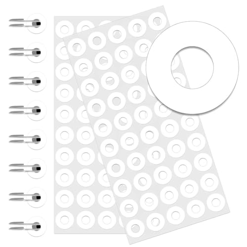 GANOMM Selbstklebende Weiße Lochverstärkungsaufkleber, Lochverstärkungsetiketten mit 1/4 Durchmesser für die Familie, 2500 Stück von GANOMM