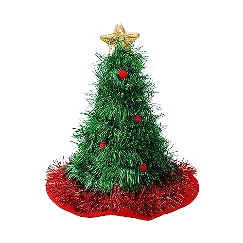 GANYKQ Lametta Weihnachtsbaum Hut Grün Hut Lustige Weihnachtsmann Hüte Cosplay Party Kostüm Weihnachten für Erwachsene von GANYKQ