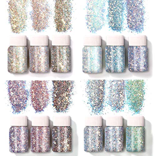 12 Farben Holographische Klobige Glitzer Pailletten Für Gesicht Body Eye Haarnageldekoration von GAOINTELL