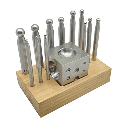 14pcs Dapping Doming Block Set 1 Mm Bis 12 Mm Stempel Holzständer Metallformwerkswerkzeuge Für Münzherstellung Metallschmiede von GAOINTELL