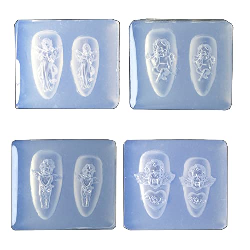 4 PCs Engel Nägelkunst Dekorationen Epoxidharz Formnagel Ornamente Silikonform von GAOINTELL