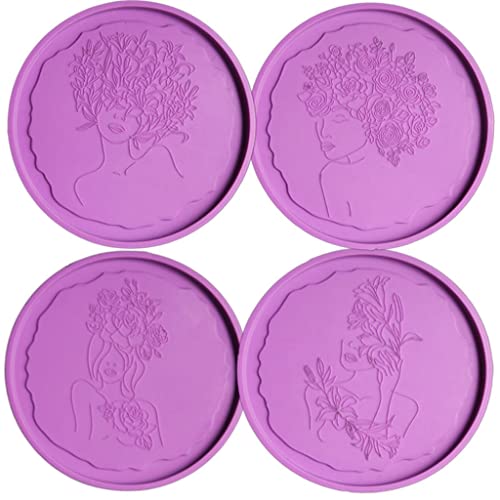 4 PCs Unregelmäßige Blumenfee Kunst Epoxidharz Schimmel Blumen Schönheit Frauen Tasse Matte Silikon Schimmel Form Form von GAOINTELL