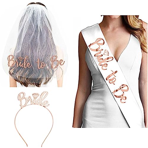 Bachelorette Party Dekorationen Kits Brautdusche Supplies Braut To Be Schärpe Schleier und Diademe Set Zubehör Junggesellinnenabschied Dekorationen Kits Braut To Be Brautparty Kit Supplies Set für von GAOINTELL