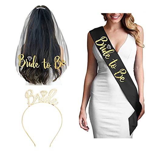 Bachelorette Party Dekorationen Kits Brautdusche Supplies Braut To Be Schärpe Schleier und Diademe Set Zubehör Junggesellinnenabschied Dekorationen Kits Braut To Be Brautparty Kit Supplies Set für von GAOINTELL