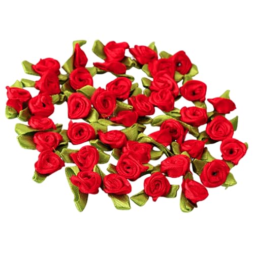 GAOINTELL 100 Stück kleine Rose Blume gepolsterte Applikationen Patches Handwerk Kleidung Nähen Zubehör Frau Haarband Applikationen von GAOINTELL