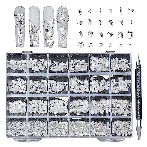 Glasnägel, Strasssteine, flache Rückseite, Nagelsteine, 3D-Nägel, Kunstschmuck, Strasssteine für Nagelkunst, Dekorationen, Nagelkristalle, Strass-Set für Nagelkunst von GAOINTELL