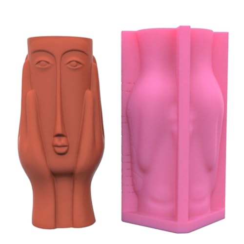 Menschliches Gesicht Kunst Gips Blumentopf Silikonform Vase Epoxidharz Gussform Sukkulenten Topf Zementform Kerzenhalter Form von GAOINTELL