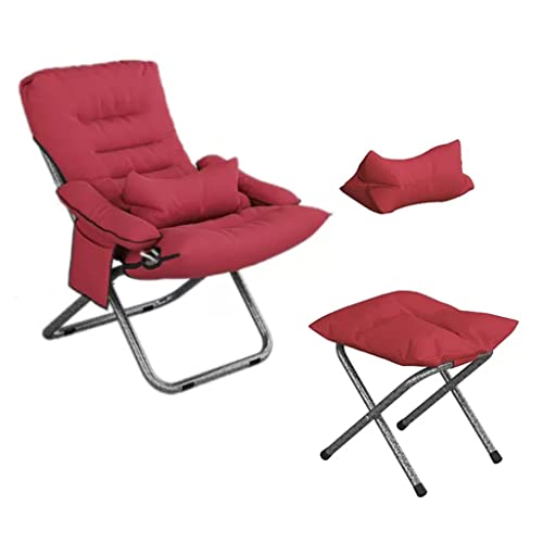 GAONUDAN Sessel Akzentstuhl Lazy Chair Loungesessel mit Armlehnen Moderner Freizeitsofastuhl aus Samtstoff mit Stahlrahmen (Farbe: Rot) von GAONUDAN