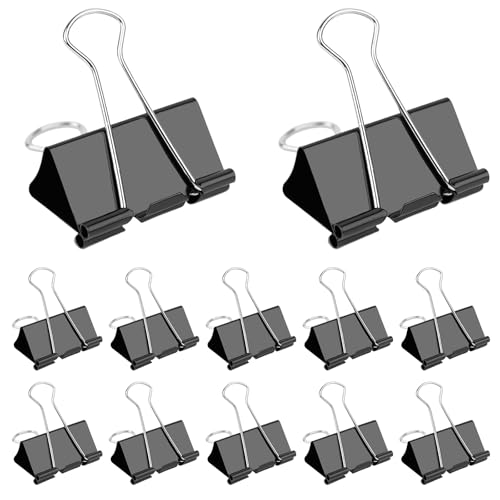 12 Stück Binder-Clips, Foldback-Clips, 25 mm/32 mm/41 mm/51 mm, Foldback-Klemmen, Geld, Papierklammern, Schreiben, Büroklammern für die Schule von GAOSHA