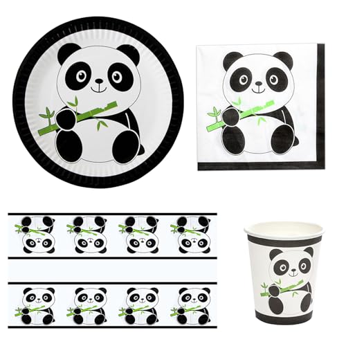 GAOSHA Cartoon Pandas Geburtstag Party Dekorationen Lovely Animal Theme Geschirr Set Elegant Party Zubehör für Frauen von GAOSHA