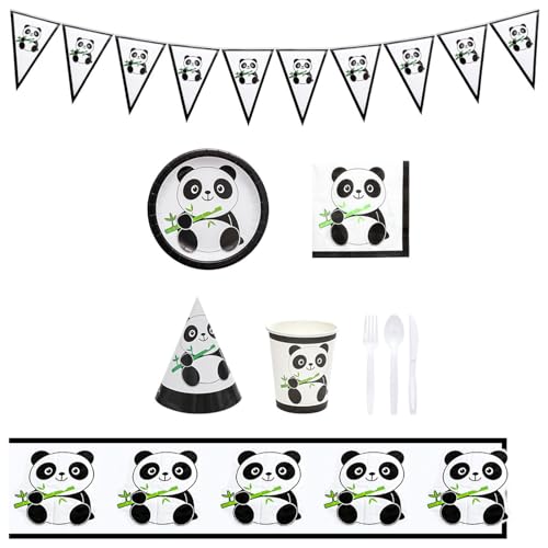 GAOSHA Cartoon Pandas Geburtstag Party Dekorationen Lovely Animal Theme Geschirr Set Elegant Party Zubehör für Frauen von GAOSHA