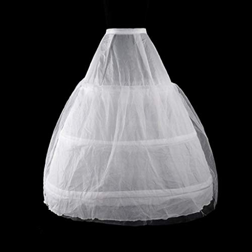 GAOSHA Damenkleid mit 2 Schichten, Netzstoff, 3 Reifen, weiß, für Hochzeit, Gitterkleid, Petticoat, elastisch von GAOSHA