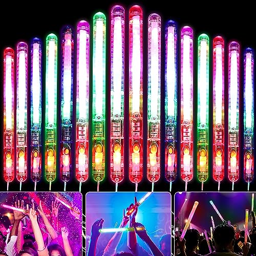 16 Stück Leuchtstäbe Glasfaser: LED Leuchtstab Glasfaser, Leuchtwedel, Leuchtstäbe Partyzubehör,Knicklichter, LED Leuchtstäbe, Glasfaser Leuchtstäbe für Kinder Weihnachten, Party, Konzert Raves von GAOUTO