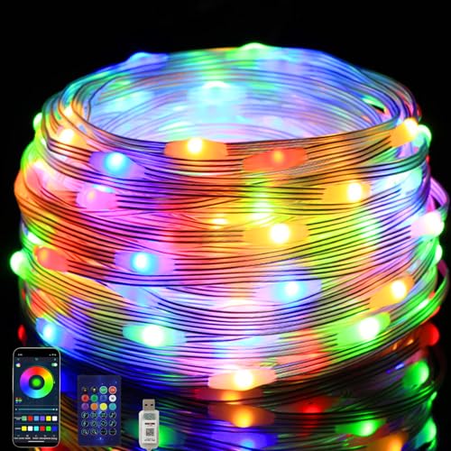 20M LED Lichterkette, IP65 Wasserdichte Bunt Farbwechsel Lichtschlauch mit Timer Fernbedienung APP Gesteuert, 10 Modi LED Lichterschlauch für Außen für Schlafzimmer Party Garten Camping Weihnachten von GAOUTO