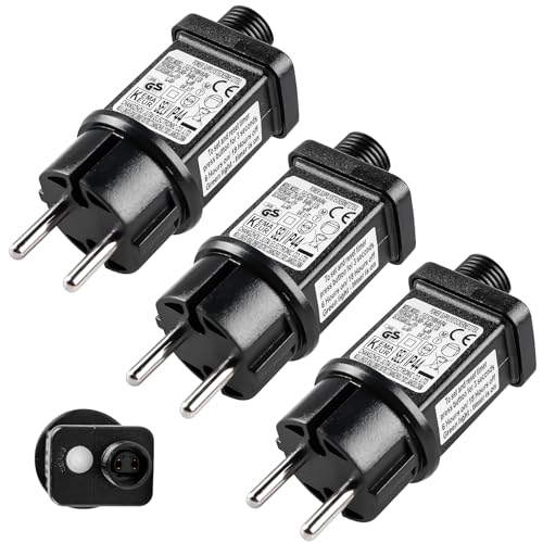 3 Stück Netzteil 31V Stecker für Lichterkette, 31V LED Netzteil, IP44 Trafo Stecker mit Timer Funktion für Weihnachtsbeleuchtung Glühbirnen, LED Transformator Treiber für Niederspannungs-LED-Adapter von GAOUTO