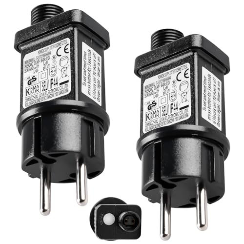 2 Stück Netzteil 31V Stecker für Lichterkette, IP44 Trafo Stecker, 31V LED Netzteil mit Timer Funktion für Weihnachtsbeleuchtung Glühbirnen, LED Transformator Treiber für Niederspannungs-LED-Adapter von GAOUTO