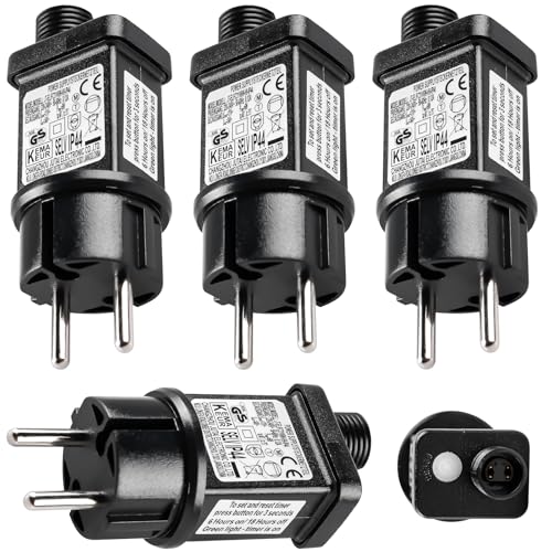 4 Stück 31V LED Netzteil, Netzteil 31V Stecker für Lichterkette, IP44 Trafo Stecker mit Timer Funktion für Weihnachtsbeleuchtung Glühbirnen, LED Transformator Treiber für Niederspannungs-LED-Adapter von GAOUTO