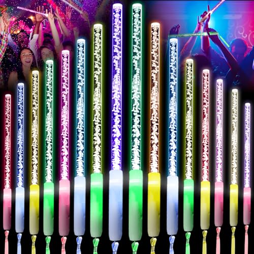 GAOUTO 16 Stück Leuchtstäbe: LED Leuchtstab Glasfaser, Leuchtwedel, Leuchtstäbe Partyzubehör,Knicklichter, LED Leuchtstäbe, Glasfaser Leuchtstäbe für Kinder Weihnachten, Party, Konzert Raves von GAOUTO