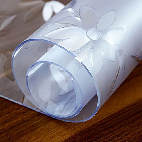 2mm Dick Transparente Tischdecken Tischfolie 100x130cm PVC Glasklar Folie Tischschutz Wasserdicht Tischschutzfolie Fettdicht,Für Esstisch Couchtisch Und Schreibtisch,Matte Texture Blütenform,Rechteck von GYUEZX