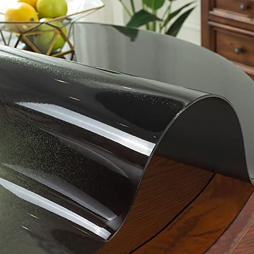 Transparente Tischschutz PVC Tischdecke-Abwischbare,Olbeständig,Kratzfest,Tischfolie,Tischschutzfolie-für Esstisch Couchtisch Und Schreibtisch,Matte Texture Schwarz,Rund (Dicke 2mm, Ø 35cm) von GYUEZX