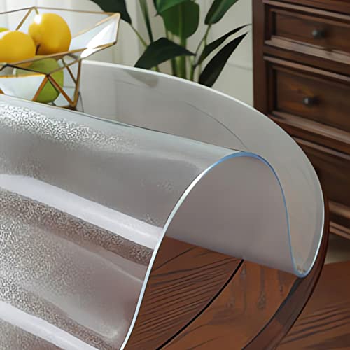 Transparente Tischschutz PVC Tischdecke-Abwischbare,Olbeständig,Kratzfest,Tischfolie,Tischschutzfolie-für Esstisch Couchtisch Und Schreibtisch,Matte Texture Transparent,Rund (Dicke 2mm, Ø 90cm) von GYUEZX