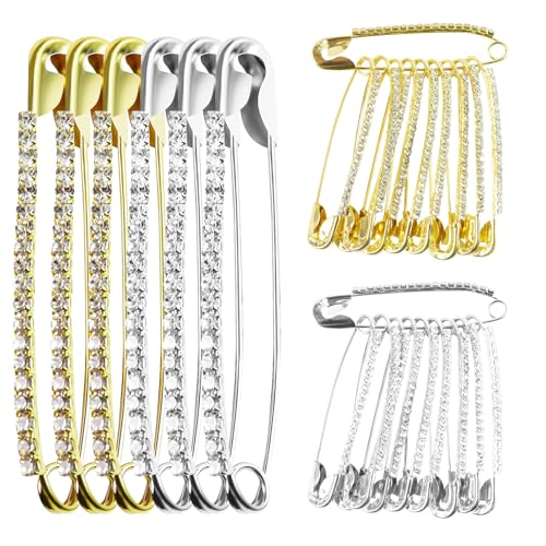 20 Stück Strass Sicherheitsnadeln Goldbrosche – Hijab Pins, Charms für Socken, Broschen und Anstecknadeln für Frauen, kleine Sicherheitsnadeln, Brosche – Gold & Silber von GAQWOK