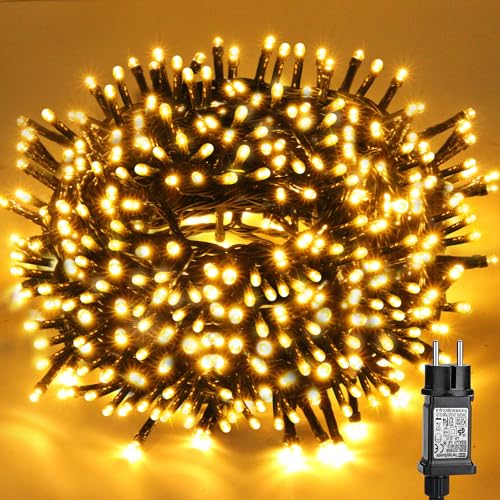 GARITE Lichterkette Außen 20M, 200 LED Lichterkette Weihnachtsbaum Warmweiß Wasserdicht Erweiterbar mit 8 Modi für Innen Außen Deko Garten Hochzeit Weihnachten Party von GARITE