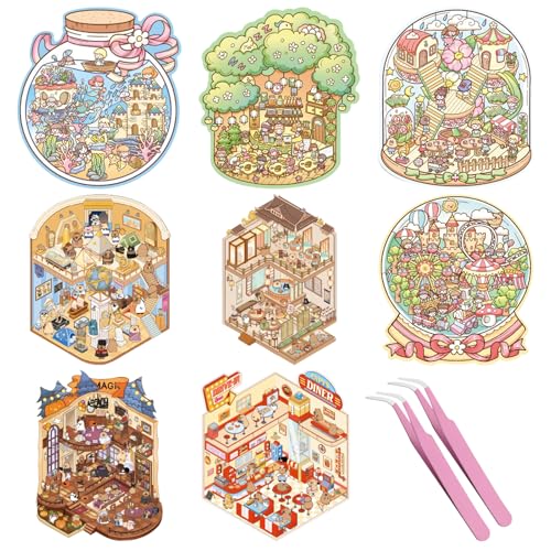 GAROMIA 3d House Sticker 8 Sets 3D Stickers Scene Miniatur Haus Sticker Cartoon Aufkleber kinder Hausbau Room für Erwachsene und Kinder GAROMIA 3d House Sticker 8 Sets 3D Stickers Scene Miniatur Haus Sticker Cartoon Aufkleber kinder Hausbau Room für Erwachsene und Kinder von GAROMIA