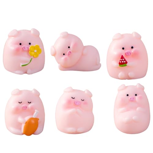 GAROMIA 6 Glücksschweine Glücksschweinchen Schweine Glücksschwein Mini Figuren Rosa Glücksschweinchen Schweinchen zum Spielen Glücksschweinchen für DIY Handwerk Kuchen Garten Dekoration Tischdeko von GAROMIA